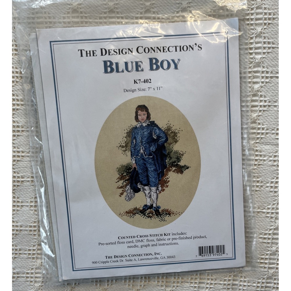 The Design Connection Counted Cross Stitch Kit K7-402 Blue Boy 7"X 11"